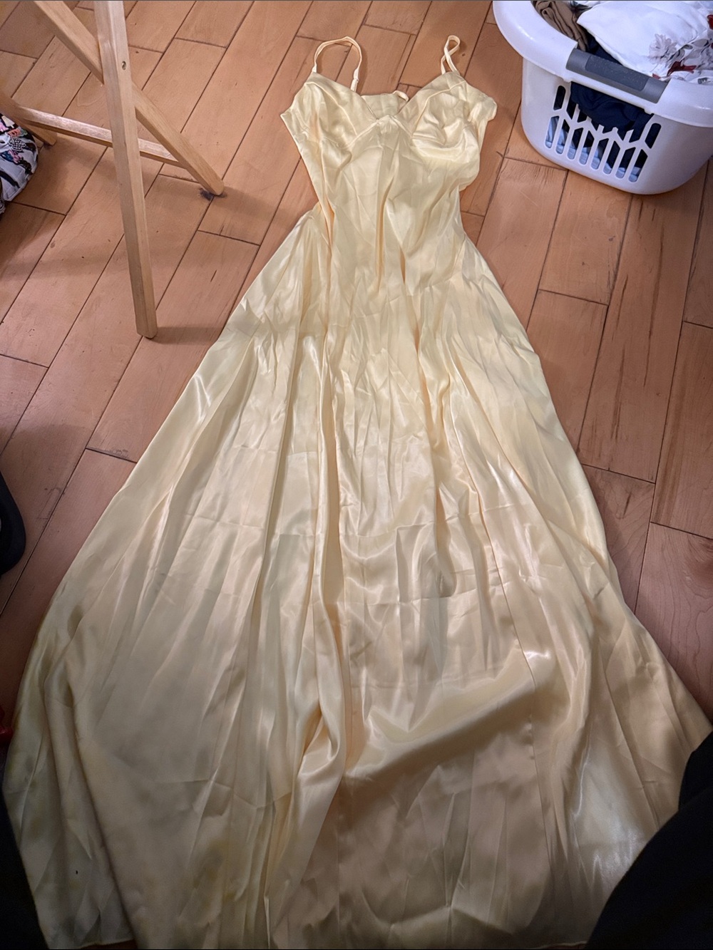 Elegant Yellow Satin Slip Dress — Women